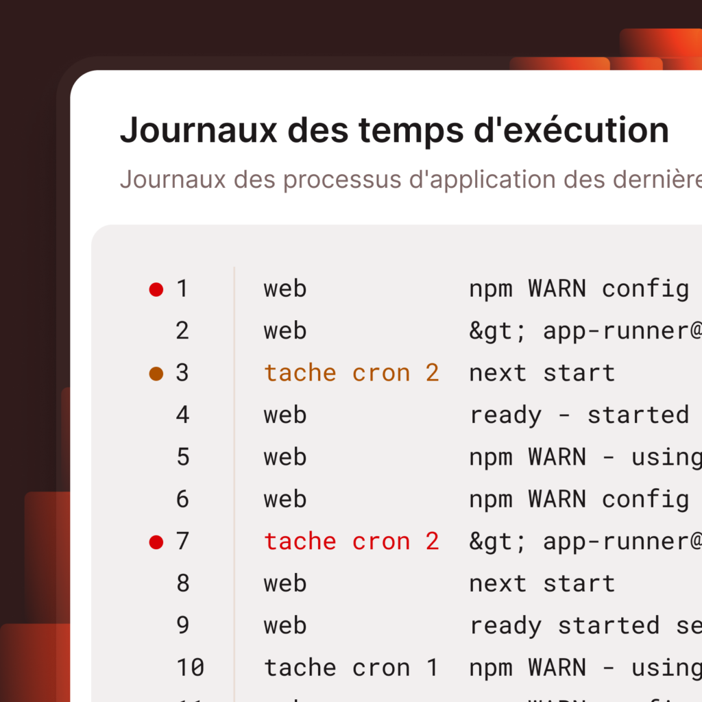 Capture d'écran de MyKinsta montrant les journaux d'exécution