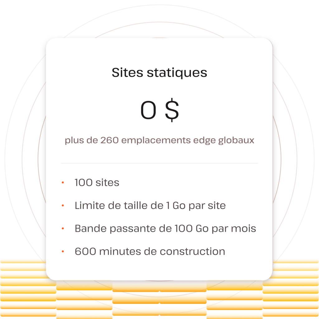 Les sites statiques sont gratuits pour toujours *avec les limites de la politique d'utilisation équitable