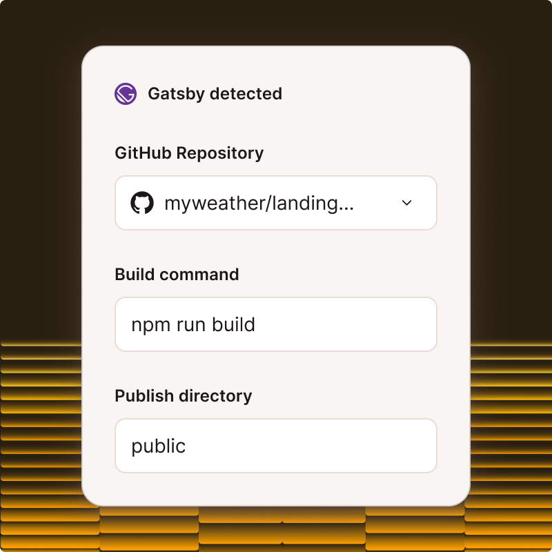 Screenshot showing static site generator options in MyKinsta